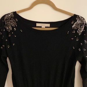 Gorgeous LOFT Maternity Dress in Black Knit with Sequins - Size XS